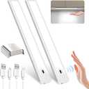 Pak 16 Inch Under Cabinet Lights, Hand Wave Sensor 83 LED Indoor Cabinet Lighting, USB Rechargeable Wireless Closet Light, Stepless Dimming Under Counter Light for Kitchen, Shelves, Bedroom, 2 Pack