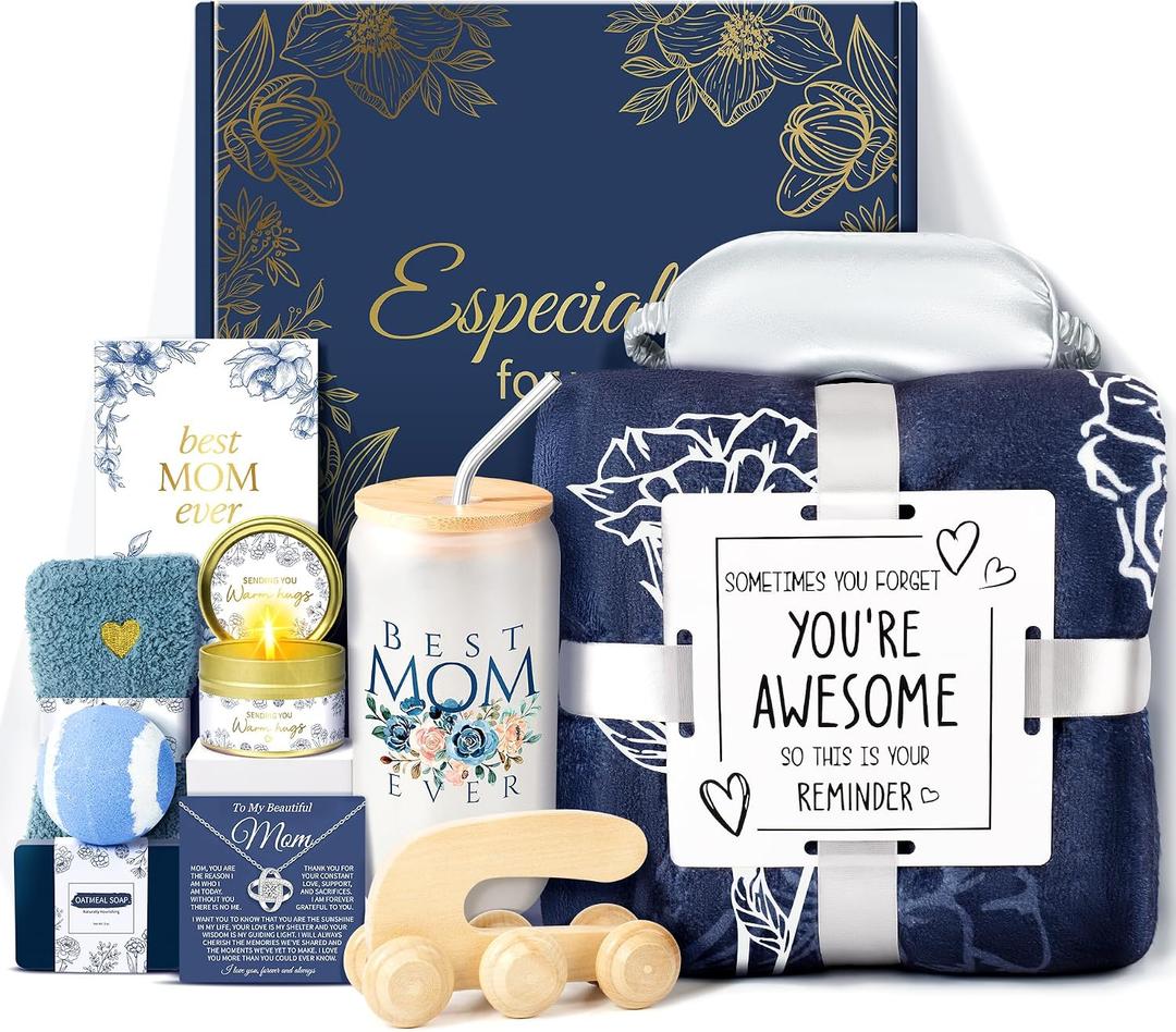 Gifts for Mom Mothers Day, 13PCS Moms Gift for Women from Daughter Son, Best Mom Ever Gift for Birthday, Valentines Day, Mothers Day, Christmas, Navy Blue