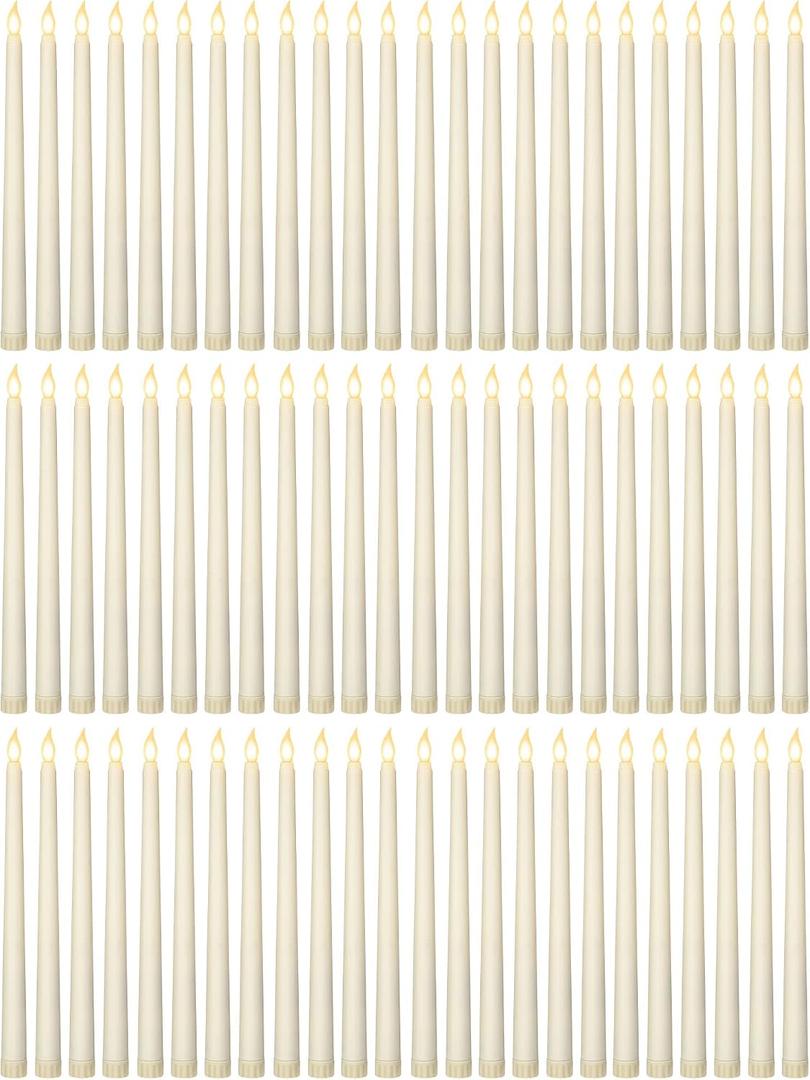 Retisee 100 Pcs 11 Inch Flameless Taper Candles LED Candles Bulk Battery Operated Taper Candle Flickering LED Candlesticks for Valentines Birthday Wedding Party Decor (Classic Style,Ivory)