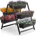Raised Garden Planter Bed, Tiered Planter Stand with 5 Boxes, 25" Long*30" Wide*31" Tall, Vertical Raised Garden Bed for Herbs, Flowers, or Vegetables in Patio Balcony Indoor Outdoor