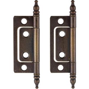 2" x 7/8" Antique Brass Non-Mortise Hinge with Finals | Pack of 2 | Cabinet Door Hinges | Furniture Hardware | NH5-SAB (1)