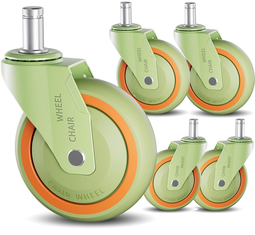 Tangle-Free Office Chair Wheels 3" Inch Hard PA Wheels Chair Casters Replacement, Heavy Duty Quiet No Scratch Gaming Chair Wheel for Hardwood Floor Carpet, Set of 5, Universal Fit/Not for 1KEA