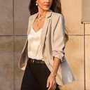 Cicy Bell Womens Casual Blazers Open Front Long Sleeve Work Office Suit Jackets Blazer (Beige, S)