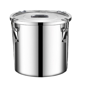 Verdeho stainless steel food storage containers with lids lock clips airtight container large airtight for rice flour sugar grain coffee bean storage containers Kitchen jar (1.59gal/6L)
