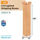 Tall Moving & Shipping Boxes 8 x 8 x 48 inches (5-Pack) - Extra Strength 200 lb vs Regular - USA-Made Corrugated Durable Moving Boxes - Packing and Moving Box for Delivery by IDL Packaging
