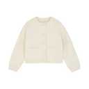 Women's Crew Neck Button Front Knit Cardigan Cropped Length Pocket Detail Long Sleeve Casual Sweater Daily Wear, Medium