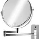 8 inch Wall Mounted Makeup Magnifying Mirror, 1X/10X Double-Sided Wall Mount Shaving Mirror with Extendable Arm, 360 Swivel for Vanity and Bathroom, Chrome FinishNo Light