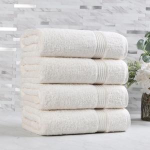 Superior Heritage Egyptian Cotton Bath Towel Set, Large Body Towels for Home Bathroom, Master, Guest Bath Decor, Plush, Absorbent Basics, Spa, Hotel, Resort, Luxury Essentials, Set of 4, Ivory