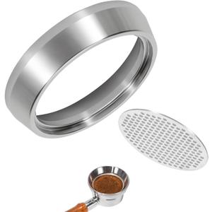 58mm Espresso Dosing Funnel & Puck Screen Kit, 304 Stainless Steel Portafilter Funnel with Filter Screen Set, Espresso Machine Accessories Compatible with 58mm Portafilter