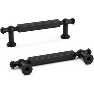 Goldenwarm 10 Pack Black Cabinet Handles Matte Black Cabinet Pulls Kitchen Drawer Handles 3 Inch Zinc Alloy Dresser Hardware for Bathroom Cupboard Bedroom, 76mm Hole Centers
