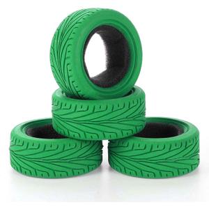 1/10 RC On-Road Car Tyres, 65mm Rubber RC Tire for 1/10 HSP Tamiya HPI Kyosho RC On Road Run-flating Car (Green)