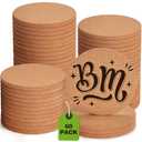 60 Pieces Cork Coasters for Drinks, GOH DODD Thicken Absorbent Blank Coasters for DIY Crafts Laser Engraving Sublimation Wood Burning Plants Painting Housewarming Gifts Wedding, Round, 4 Inch