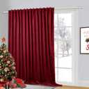 StangH 90 inches Long Velvet Blackout Curtain Holiday Decor for Display Window, Red Room Divider with Back Tab Efficient Saving for Bedroom Temperature Regulate for Patio, W100 x L90, 1 Panel