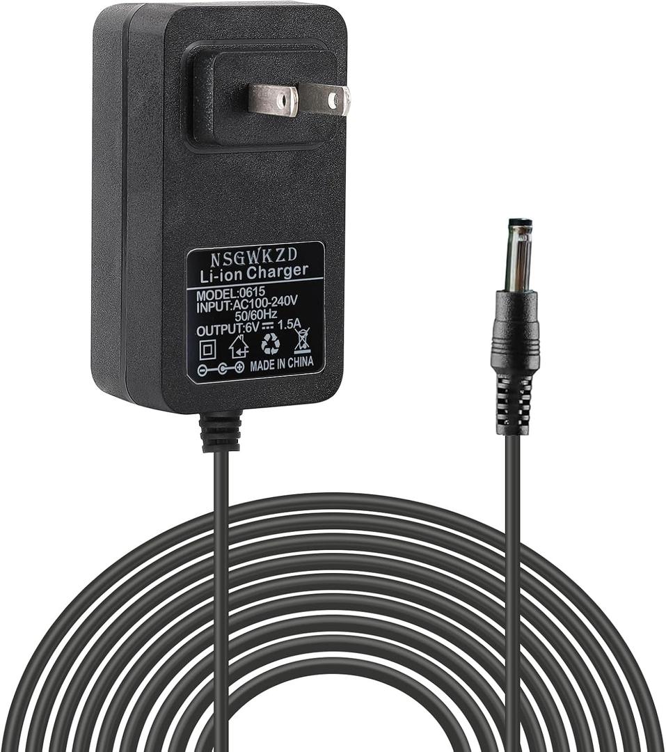 6V 1.5A Power Supply, 5.5 X 2.5MM/2.1MM Connctor Plug for Security Cameras, LED Lights AC DC Power Adapter Cord 6 FT