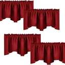 NICETOWN 18 Inch Length Small Valances for Basement Bathroom, 4 Panels Blackout Thermal Insulated Rod Pocket Short Window Valances for Kitchen/Office, 52W x 18L, Burgundy Red