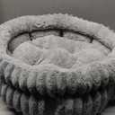 BALANCE Cat Bed Kitten Bed, Washable Round Cat Beds for Indoor Cats, Super Soft Plush Faux Fur Pet Bed for Puppy and Kitten with Anti-Slip Bottom (Grey)