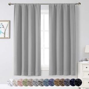 Silver Grey Blackout Curtains for Bedroom Living Room 63 Inch Length 2 Panels Set, Soft Solid Room Darkening Thermal Insulated Window Treatments, Rod Pocket Dining Room Curtains, 40" Wx63 L