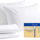 Cotton Pillow Cases Standard Size Set of 6, White Pillow Protectors with Hidden Zipper, Cooling Breathable Zippered Pillow Covers & Soft Pillowcase Covers, 20x26 Inches
