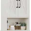 ChooChoo Farmhouse Medicine Cabinet, Bathroom Wall Cabinet with Adjustable Shelf, Towel Bar, 3 Hooks, Over The Toilet Storage Cabinet for Bathroom, Kitchen, White