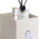 Tissue Box Cover, PU Leather Square Tissue Box Holder with Storage Tray for Bathroom Vanity Countertop Night Stands Bedroom Office Desk, Stylish Tissue Holder Decorative Organizer (Linen)