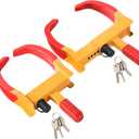 2PCS Trailer Wheel Lock | Universal Adjustable Trailer Wheel Lock Anti Theft with 6 Keys, Anti-Theft Protection for Cars, SUVs, RVs, ATVs, Motorcycles, Boats & Golf Carts (Red)
