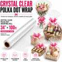 HURUC Dotted Cellophane Wrap for Hampers 80cmx30m with Large 10 Pull Bows 2 Ribbons & 10 Gift Tags, Florist Cellophane Wrap Rolls to pack Gifts Chocolate Flowers for Birthday, Anniversary, Wedding | Clear plastic wrapping paper for florist flowers, chocolates & hampers; includes pull bows, ribbons & gift tags
