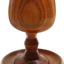 TALPGOD Handmade Wooden Communion Chalice Cup with Tray  Vintage Goblet Wine Cup for Christian Church Ceremony (5.1 Inches)