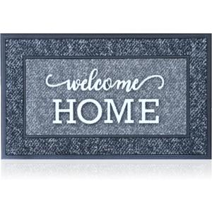 Extra Durable, Superior Absorption, Front Door Mat for Outdoor & Indoor - Welcome Mat for Entryway, Entrance, Patio, Porch - Waterproof, Non-Slip Backing, Coarse Fibers (Welcome Home,18x30)