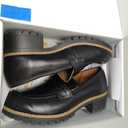 DREAM PAIRS Women's Platform Chunky Heeled Loafers, Womens Business Casual Shoes (9, Black Pu)