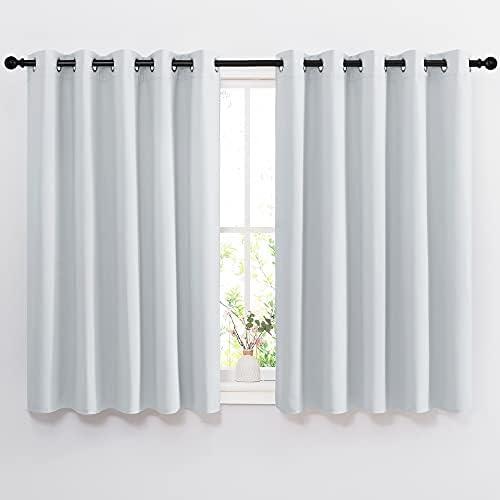 NICETOWN Greyish White Room Darkening Curtains - Window Treatment Thermal Insulated Grommet Room Darkening Curtains/Drapes for Bedroom (2 Panels, 66 by 54, Greyish White)