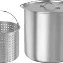 GasOne 60Qt Aluminum Stock Pot with Strainer and – Lid Large Deep Fryer Pot, 60 Quarts