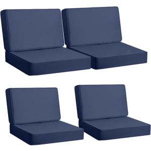 AAAAAcessories Outdoor Deep Seat Cushions, Foam Pillow, Waterproof, Fade-Resistant Patio Furniture Replacement Cushions, 24" x 24" x 5", Set of 10, Navy Blue (24x24-19'' Mid Back-2 Count)