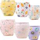 Upairy Training Pants Potty Training Underwear for Boys Girls, Toddler Potty Pants, Soft Absorbent & Leak-Proof with Characters, 100% Cotton Washable (6 PCS,L)