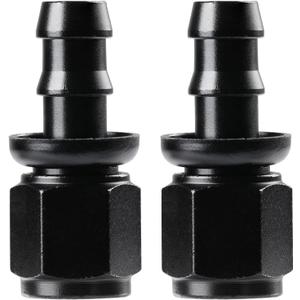 Ucreative 6AN Straight Push Lock Hose Fitting End Black 2PCS