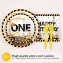 Grencian Construction 1st Birthday Party Supplies - 96 Pcs Construction Truck Plates and Napkins Tableware Excavator Decorations Favors for Boys Tractor Dump One Years Old Birthday Serves 24