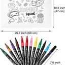 TOUROAM Slumber Party Coloring Pillowcase with 12 Pcs Fabric Markers, Color Your Own Pillowcase Kit for Pajama Party, Coloring Craft Decoration Supplies (26.7 x 18.5 Inch)