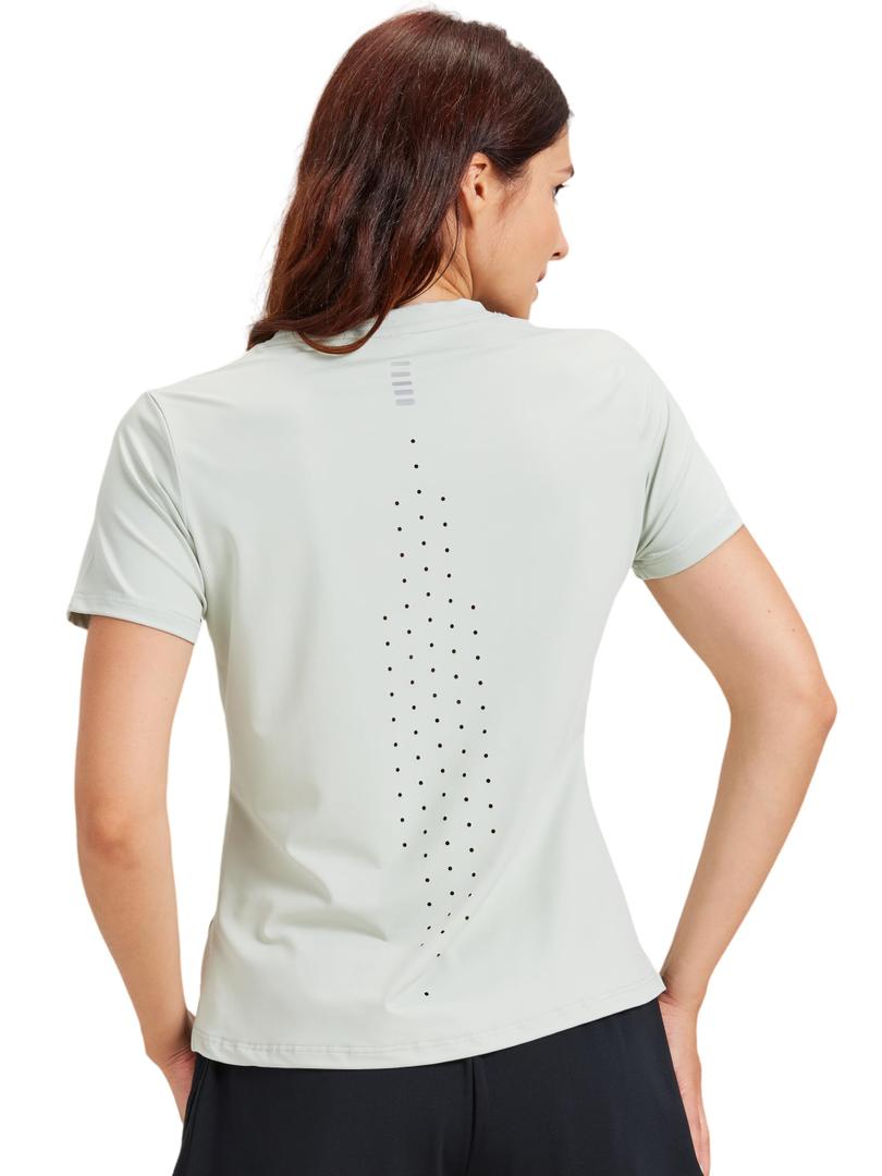 Short Sleeve Shirts for Women UPF 30+ Lightweight Quick Dry Athletic Running Workout Tops Ultra-Soft Big & Tall Green