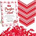 Thyle 51 Pcs She's Our Cherry on Top Theme Baby Shower Games Red Cherry Pacifier Hunt Include Hunt Sign and 50 Acrylic Pacifiers for Baby Shower Game Decoration Gift Sets Gender Reveal Party Decor, Red