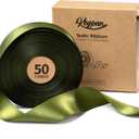 Keypan Green Satin Ribbon 1-1/2 Inch x 50 Yards Double-Faced for Gift Wrapping Crafts Flower Bouquet Invitations Holiday Decorating