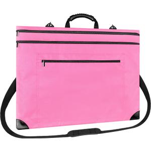 ZKOO Light Weight Art Portfolio Bag, Artist Canvas Case with Detachable Shoulder Strap, Leather Corners, Art Portfolio Case 20 X 24 for Artwork, Poster, Sketching, and Drawing (20" x 24" Pink)