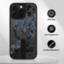 OOK Case Fit for iPhone 16 Pro 6.3 Inch (Compatible with MagSafe) Gray Floral Flowers Soft TPU and Hard PC Phone Cover with Kickstand Anti-Scratch Shockproof Protection Magnetic Case for Women