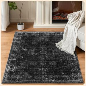 Istana 3x5 Area Rug - Black Boho Rugs for Living Room 3x5 - Foldable Small Rugs for Bedroom - Stain Resistant Washable Rug Non Slip - Eco-Friendly Area Rugs Indoor