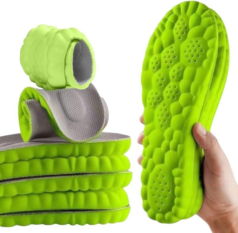 2 Pairs Insoles for Women Men - U-Shape Memory Foam Insoles - Super Soft 4D Cloud Insole for Anti Fatigue, Shock Absorption, Foot Pain Relief (Green, Women: US 4-9)