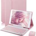 Keyboard Case for iPad 9.7 inch 6th/5th Generation, 2018/2017 Model, iPad Air 2 (2014) - Mouse and Detachable Keyboard for iPad Pro 9.7, Slim Case with Pen Holder - Pink