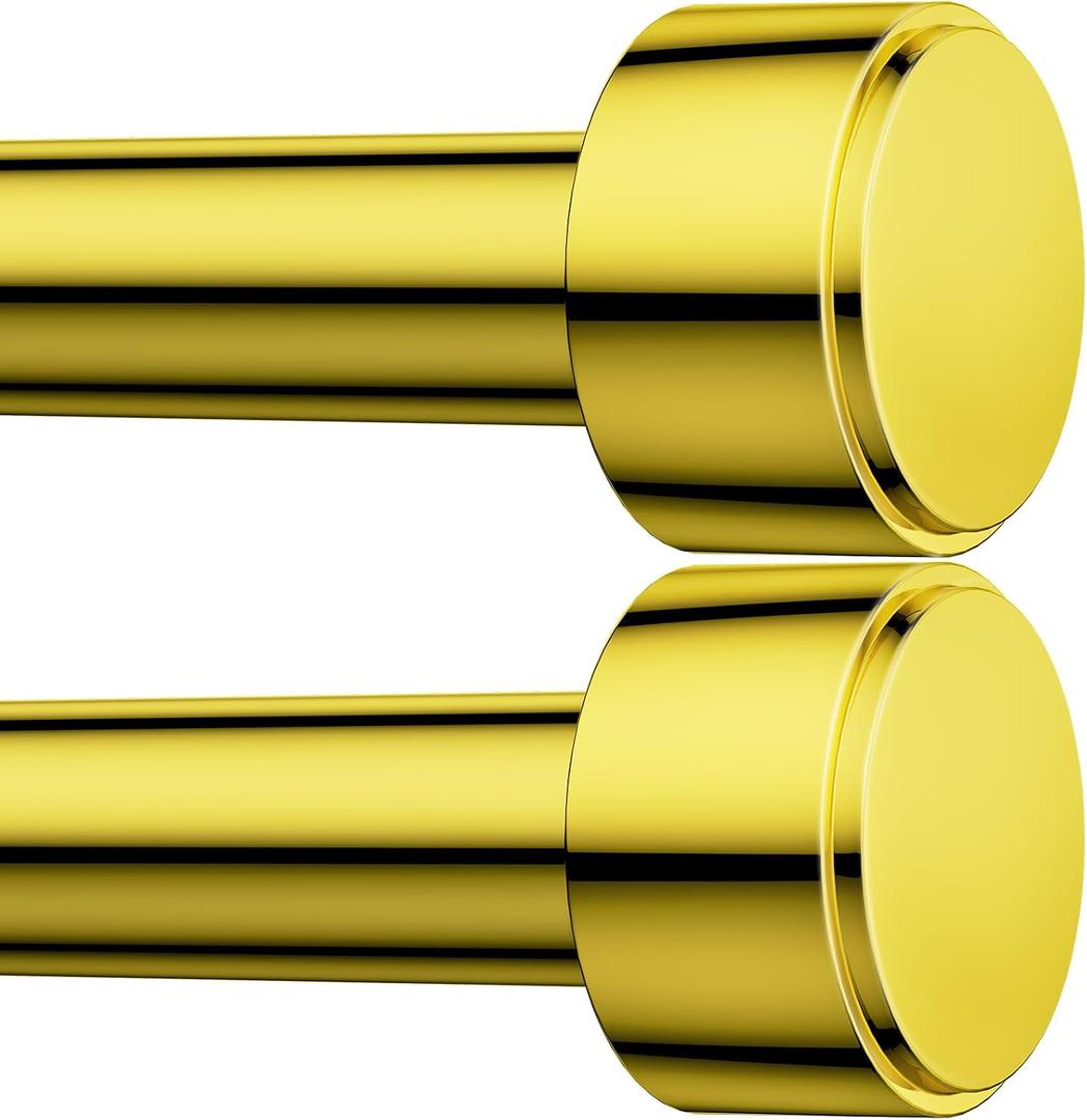2 Pack Curtain Rods for Windows 32-96 Inch, 1 Inch Adjustable Gold Curtain Rod Set with Brackets, Easy Install
