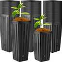 Nuenen 100 Pcs Tall Tree Pot Plastic Deep Plant Nursery Pots Black Seedling Treepots Flower Plant Container with Drainage Holes for Indoor Outdoor Gardening (7.9" H + 11.8" H)