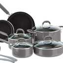 Amazon Basics Ceramic Non-Stick 12-Piece Cookware Set, Gray - Pots, Pans and Utensils