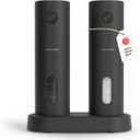 LARS NYSM Electric Salt and Pepper Grinder Set, USB Rechargeable, Automatic Salt and Pepper Mills, Spice Shakers Refillable with LED Light, Adjustable Coarseness, Ceramic Grinder (Carbon Black)