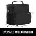 GORILLA GRIP Insulated Lunch Box Bag for Women Men, Large Leakproof Reusable Soft Cooler Bags, Multiple Compartments, Mesh Pockets, Adjustable Strap, Food Tote Keeps Drinks Cold, 8L, 10x9, Black