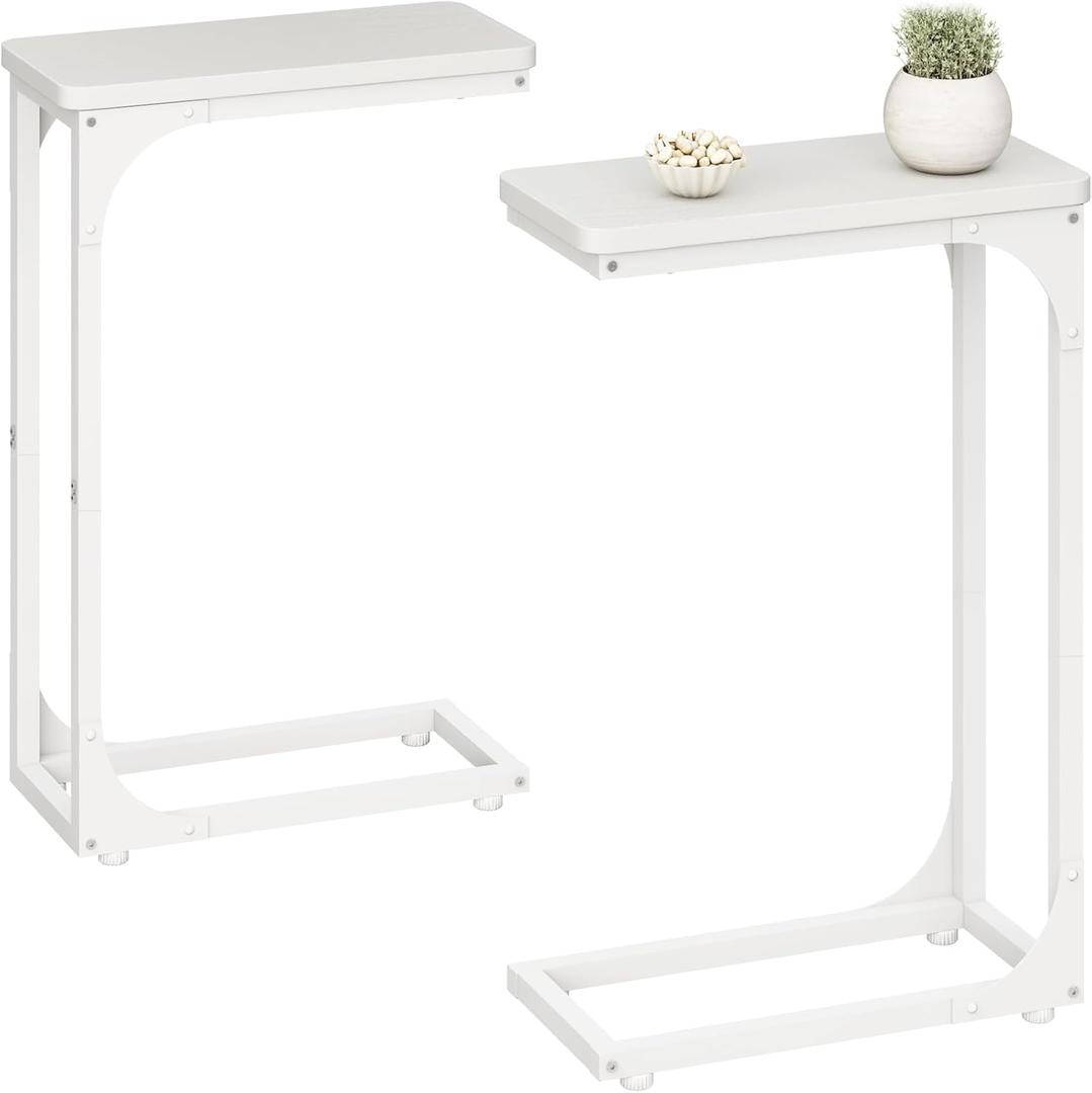 QEEIG Narrow C Shaped Side Table Set of 2 Living Room Sets Slim Couch Tray Tables Skinny Thin Small Modern 7 inch Width, White (017-18WW) QEEIG Narrow C Shaped Side Table Set of 2 Living Room Sets Slim Couch Tray Tables Skinny Thin Small Modern 7 inch Width, White (017-18WW)